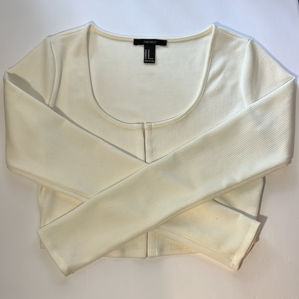 Forever 21 White Long Sleeve Crop Top.